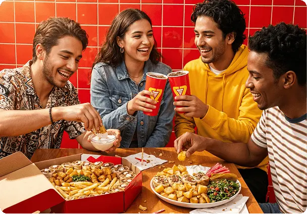 Friends enjoying Shawarmaz catering